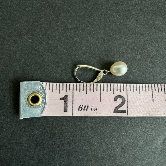 Pearl Earrings Sterling Silver Drop Dangle Dainty Simple Bridal Bride Wedding - Picture 8 of 9